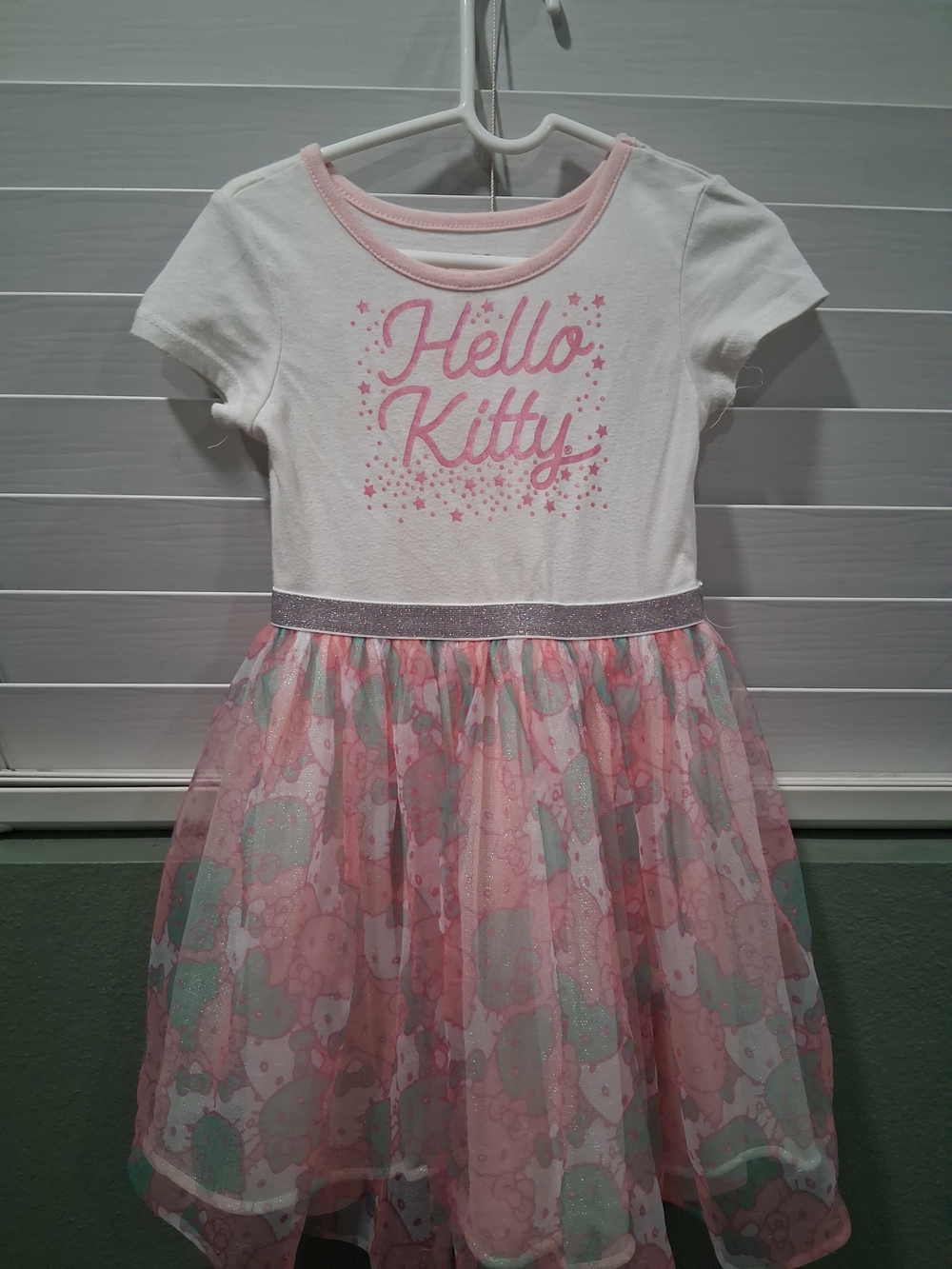 Hello Kitty White and Pink Tulle Dress with Glitter Waistband